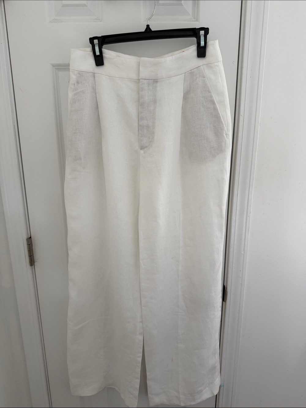 Zara Wide-Leg Linen-Blend Pants in Ivory Size Medium NWT